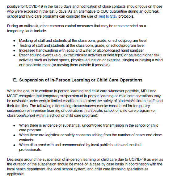 This is a letter from State Superintendent to Local Schools regarding guidance to support safe in-person operations for PK-12 schools and child care programs.